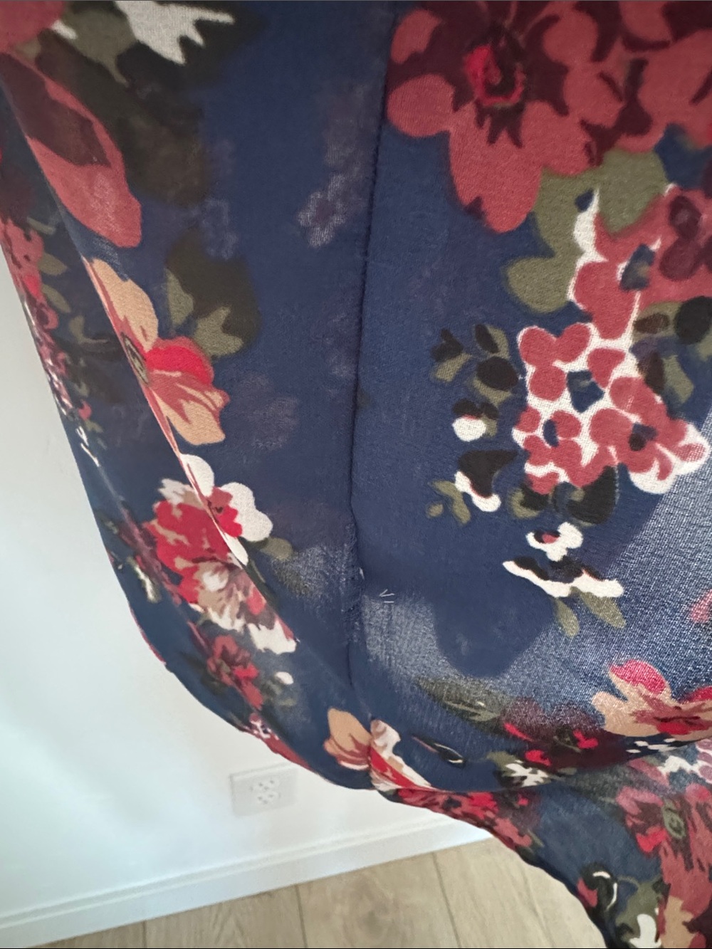 Speed Control Navy Red Floral Kimono Cardigan Plus Boho Open Front‎ Duster 1X - Picture 4 of 8